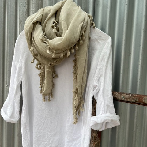 Cotton and Linen Tassel scarf