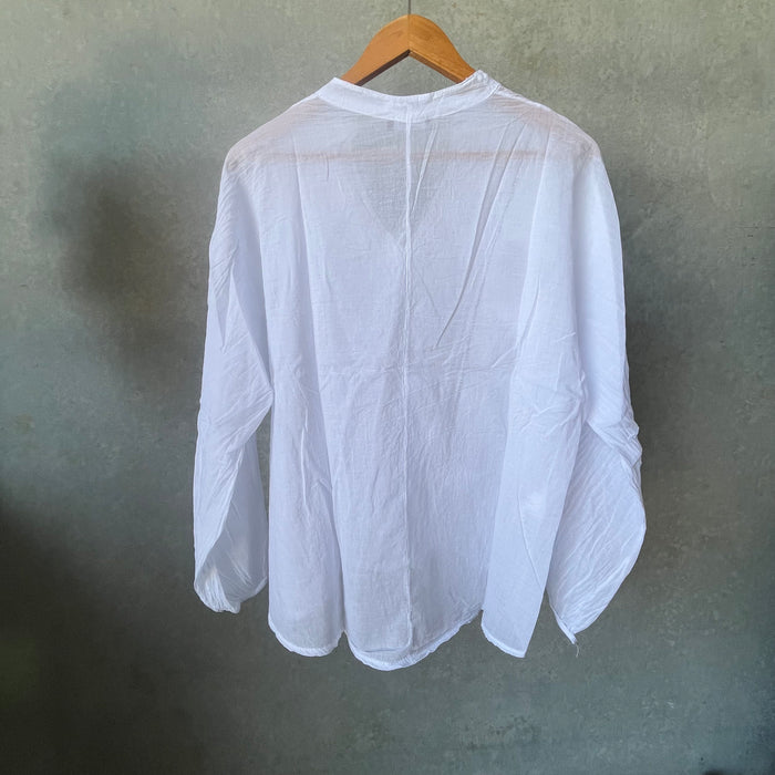 Ruffle cotton embroidered shirt