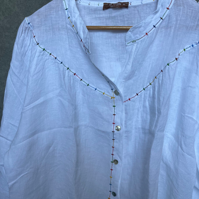 Italian Linen shirt with multi stitch detailing