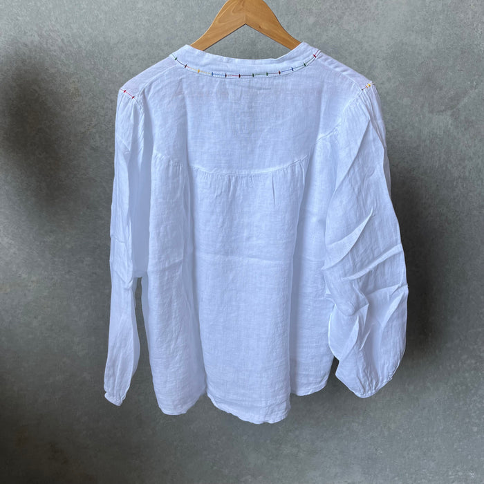 Italian Linen shirt with multi stitch detailing