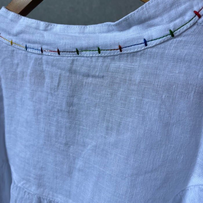 Italian Linen shirt with multi stitch detailing