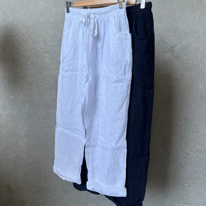 Italian Linen slim leg pants