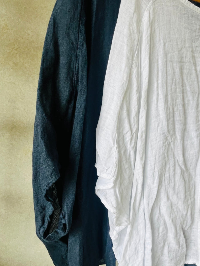 Italian linen button top