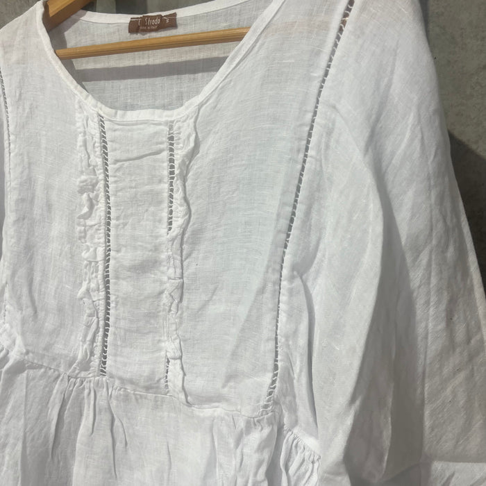 Linen ruffle top