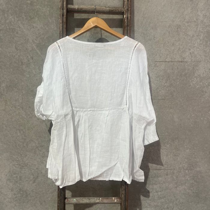 Linen ruffle top