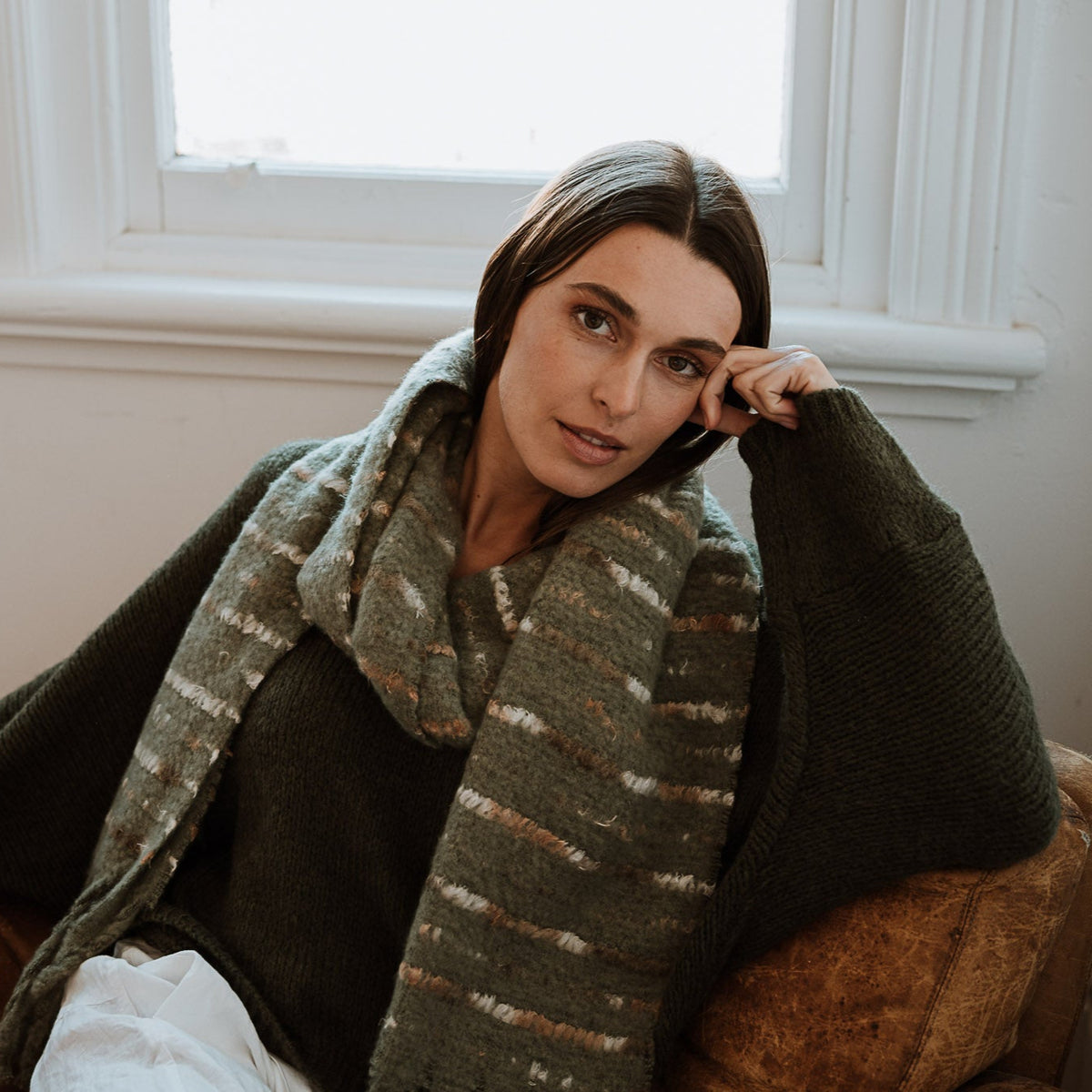 Olive woolly Scarf